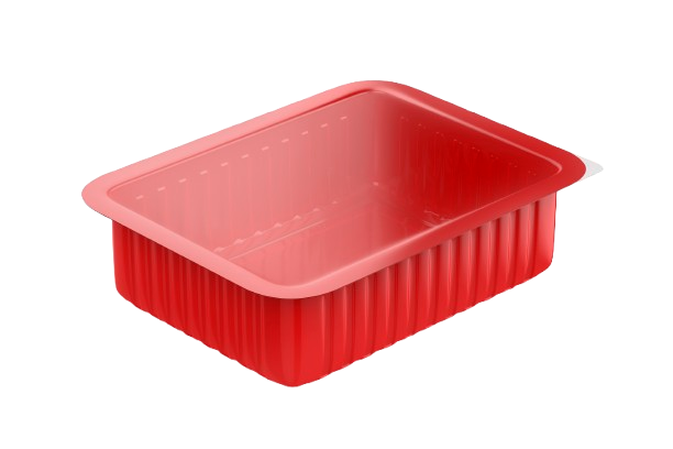 Envase de plástico para productos alimentarios sobre fondo transparente